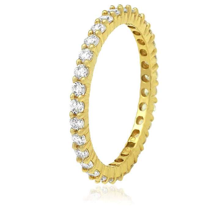 1.20CTW CZ 14K Yellow Gold Round-Cut Eternity Ring