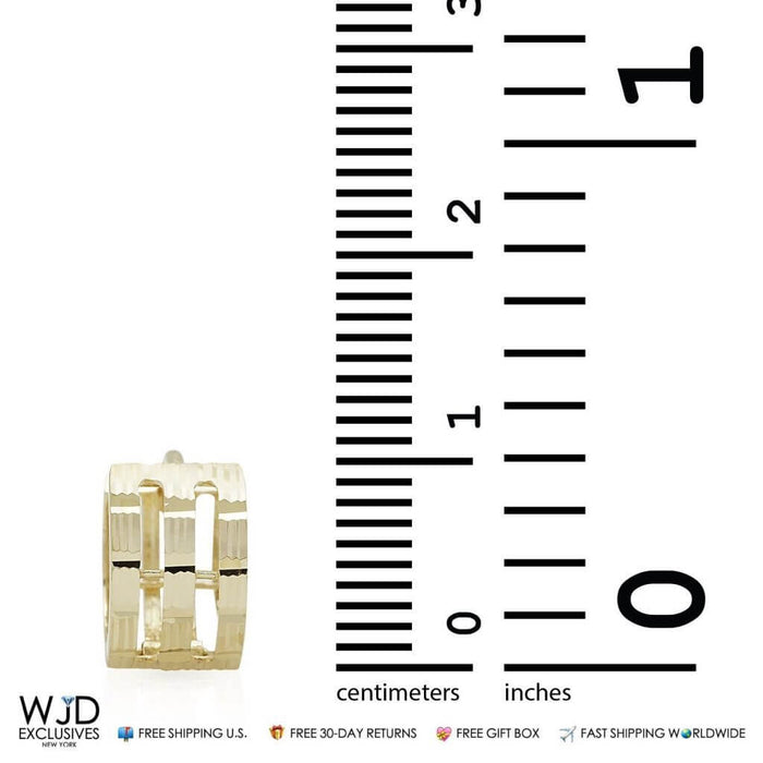 14K Yellow Gold 6mm Diamond-Cut Huggie Hoop Earrings 10.5mm