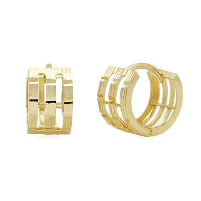 Diamond Cut Huggie Hoop Earrings 10.5mm