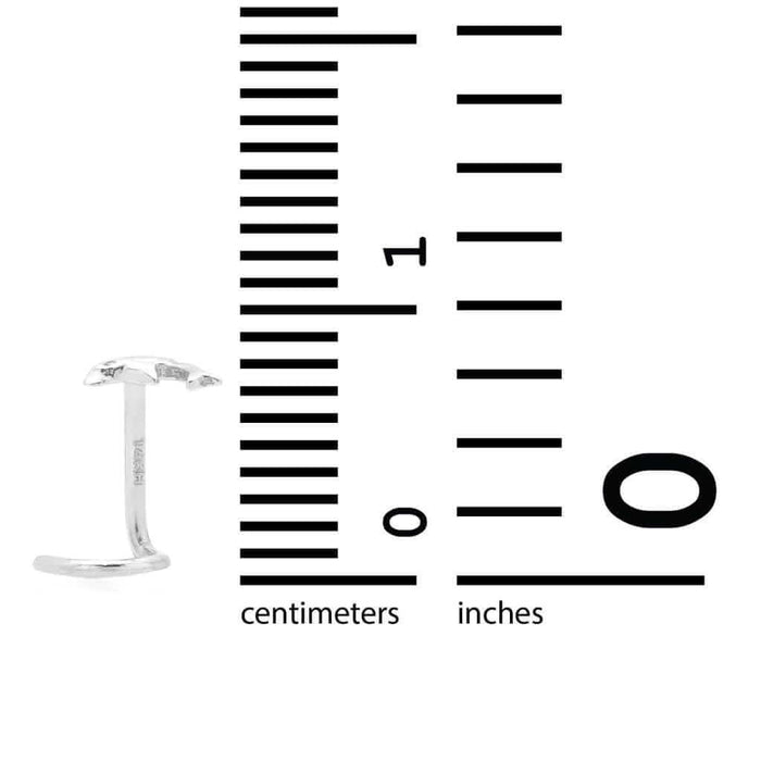 14K White Gold Gold Dolphin Nose Twist Screw Bone Ring 20G