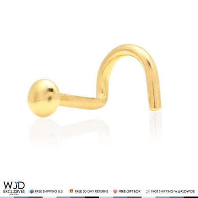 14K Gold Flat Dome Half Ball Screw Stud 20G Nose Ring