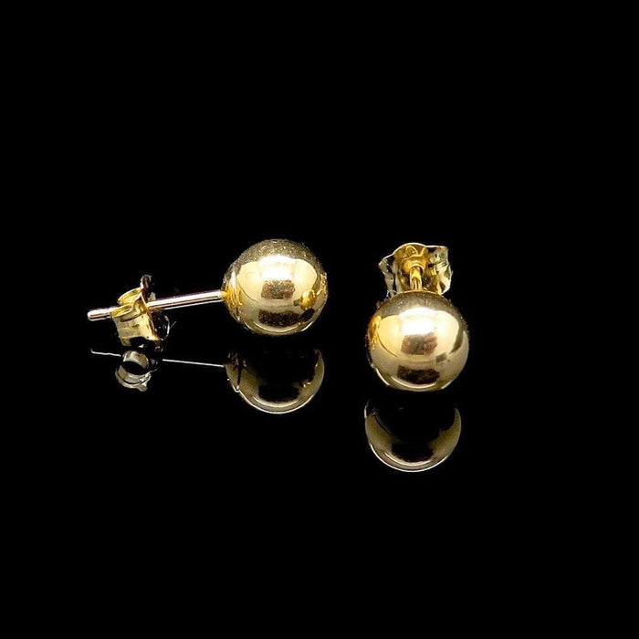 14k Yellow Gold 6mm Ball Stud Push Back Earrings