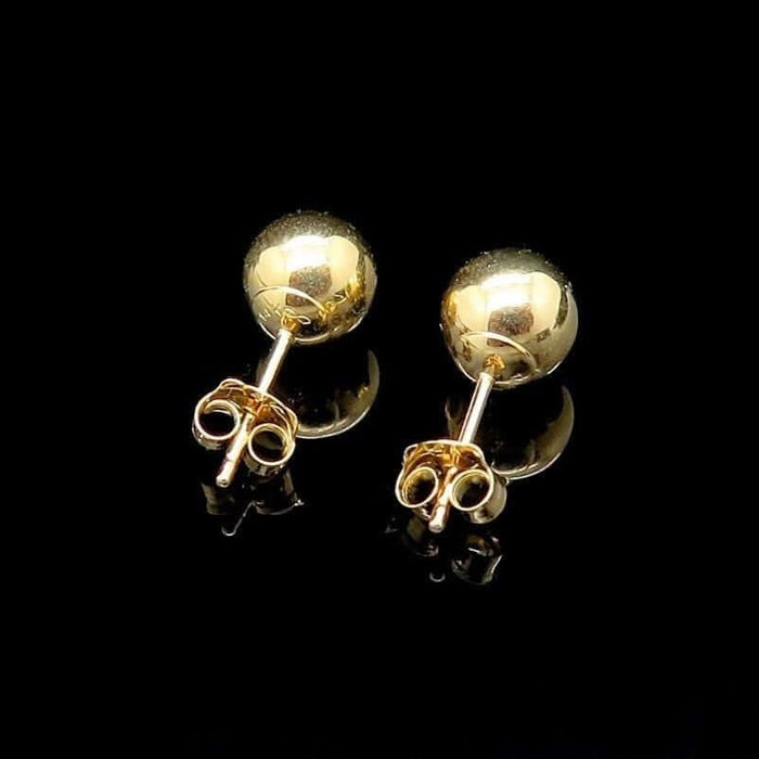 14k Yellow Gold 6mm Ball Stud Push Back Earrings
