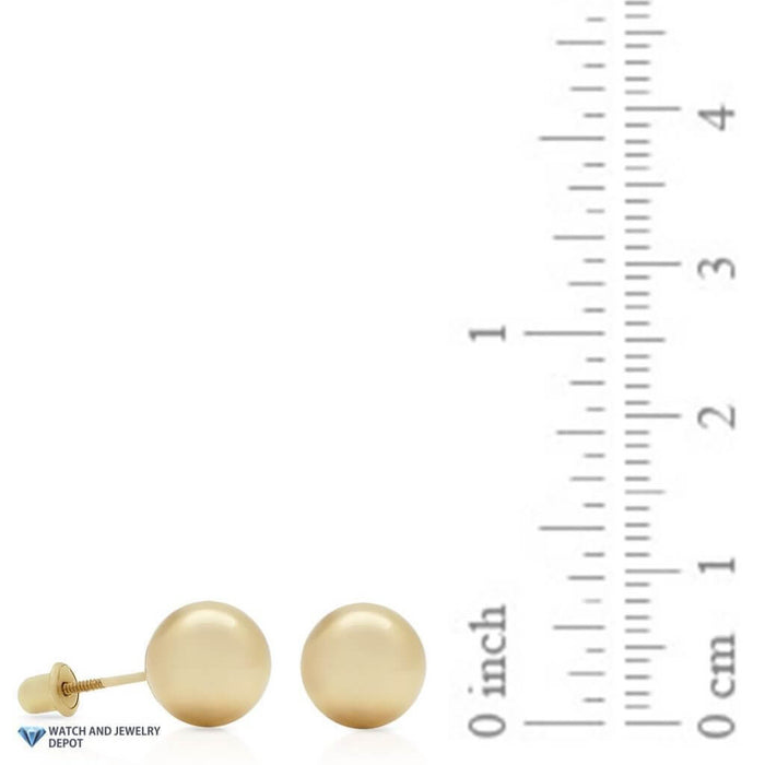 14k Yellow Gold 7mm Ball Stud Screw Back Earrings