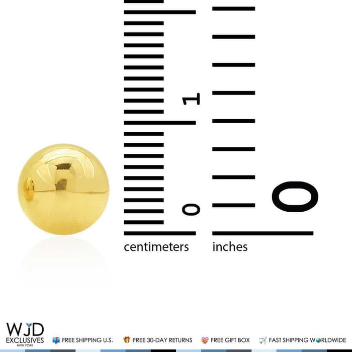 14K Yellow Gold Screw Back Large 8mm Round Ball Stud Earrings