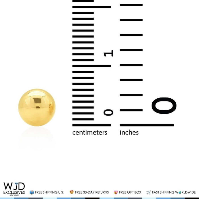 14K Yellow Gold Screw Back Round Ball Stud Earrings 6mm