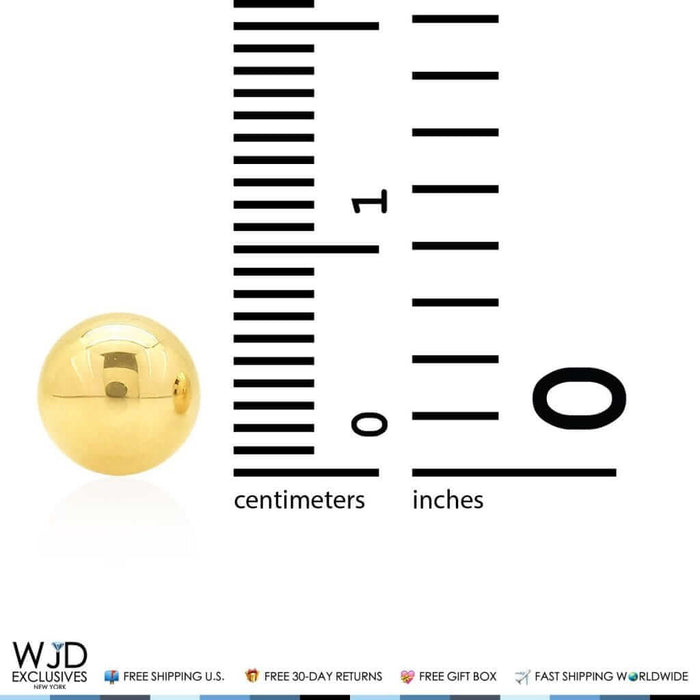 14K Yellow Gold Screw Back Round Ball Stud Earrings 7mm