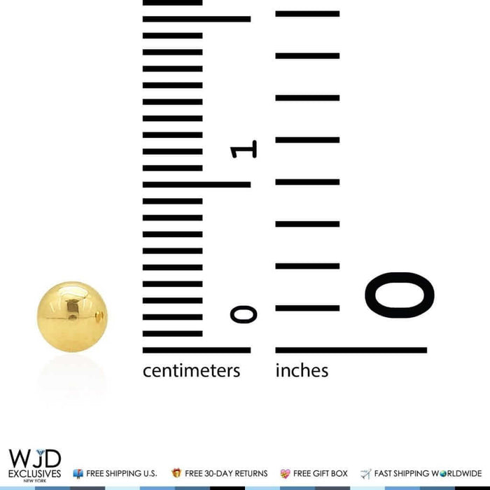 14K Yellow Gold Screw Back Small Round Ball Stud Earrings 3mm