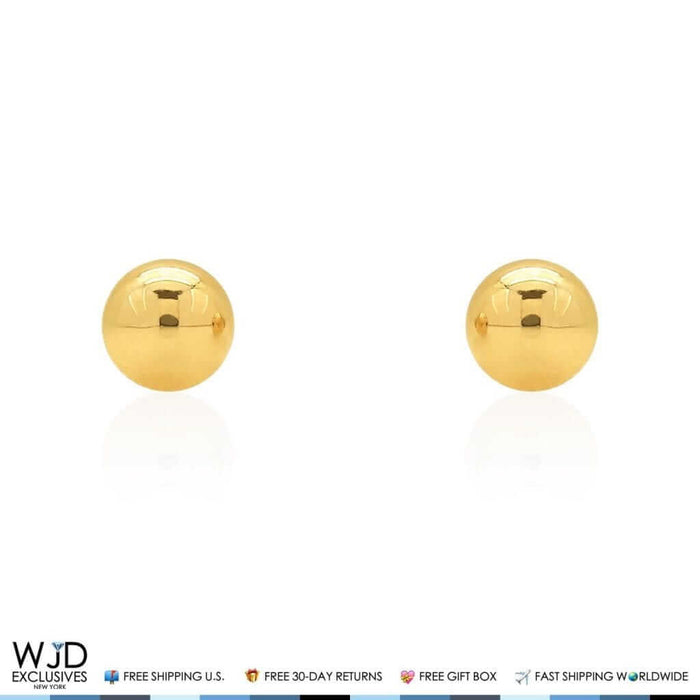 14K Yellow Gold Screw Back Small Round Ball Stud Earrings 5mm