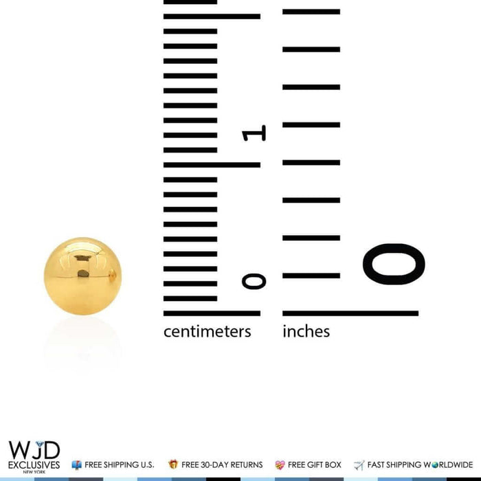 14K Yellow Gold Screw Back Small Round Ball Stud Earrings 5mm