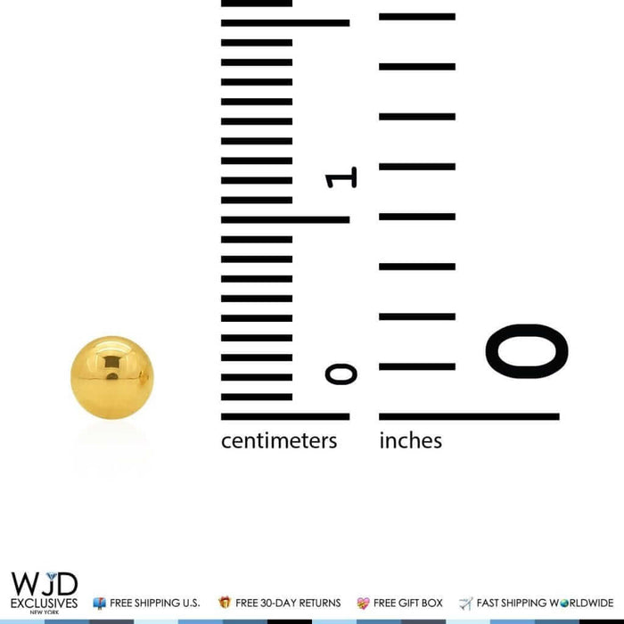 14K Yellow Gold Small Round Ball Stud Screw Back Earrings 4mm