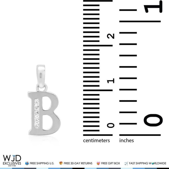 14k White Gold 0.20Ct CZ Initial Alphabet Letter Pendants A-Z