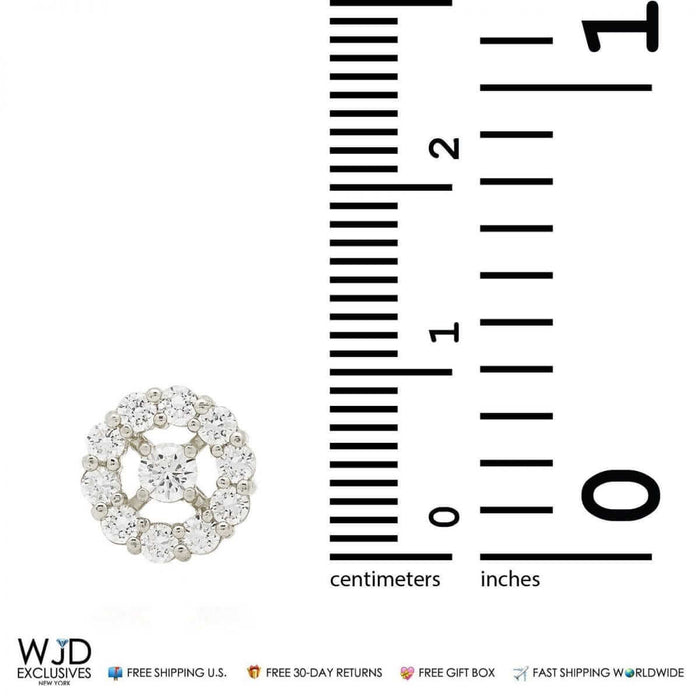 14k White Gold 1.25Ct CZ Halo Cluster Stud Earrings 9mm