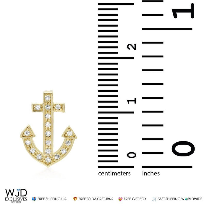 14k Yellow Gold 0.25Ct CZ Anchor Slide Pendant