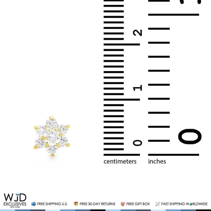 14k Yellow Gold 0.50Ct CZ Flower Screw Back Stud Earrings 6mm