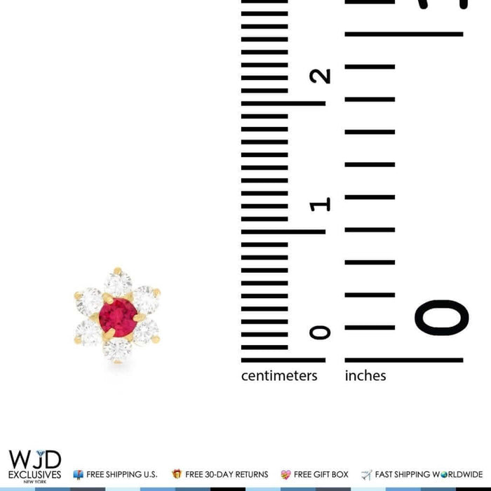 14k Yellow Gold 0.70Ct CZ & Birthstones Flower Stud Earrings 8mm