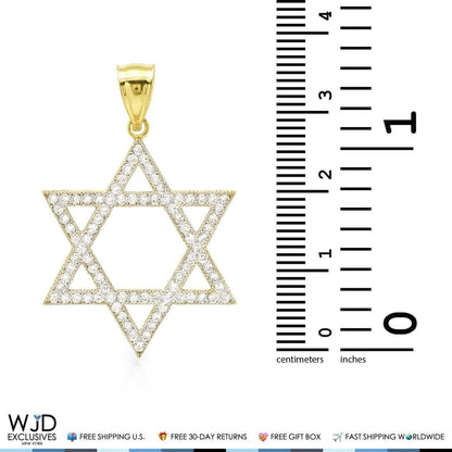 14k Yellow Gold 1.20Ct CZ David's Star Religious Charm Pendant