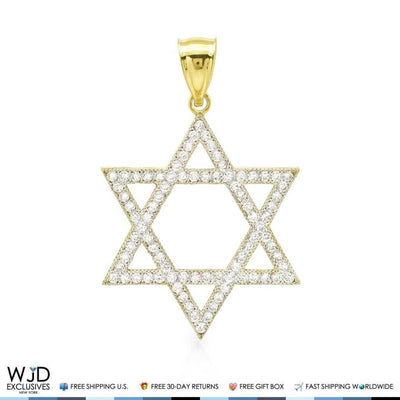 14k Yellow Gold 1.20Ct CZ David's Star Religious Pendant