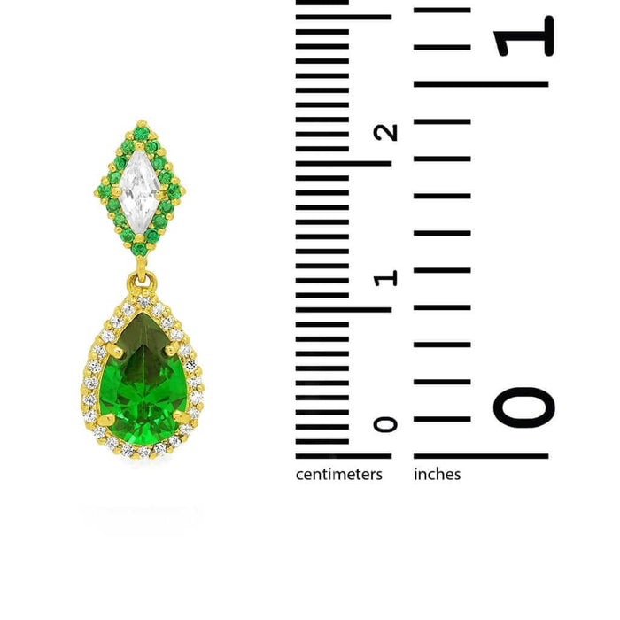 14k Yellow Gold CZ Halo Pear Birthstone Pendant 0.9"