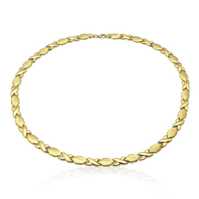 Diamond-Cut Hugs Kisses Love XO Necklace 17"