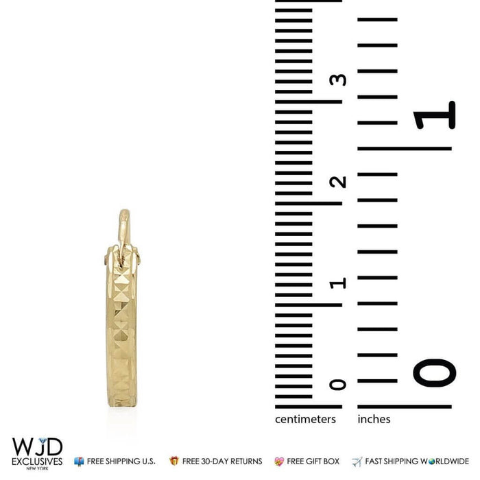 14k Yellow Solid Italian Gold Diamond-Cut Hoop Earrings 15mm