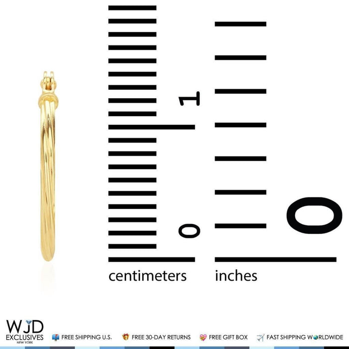 14K Yellow Gold 1.2mm Twisted Rope Hoop Earrings 0.5"