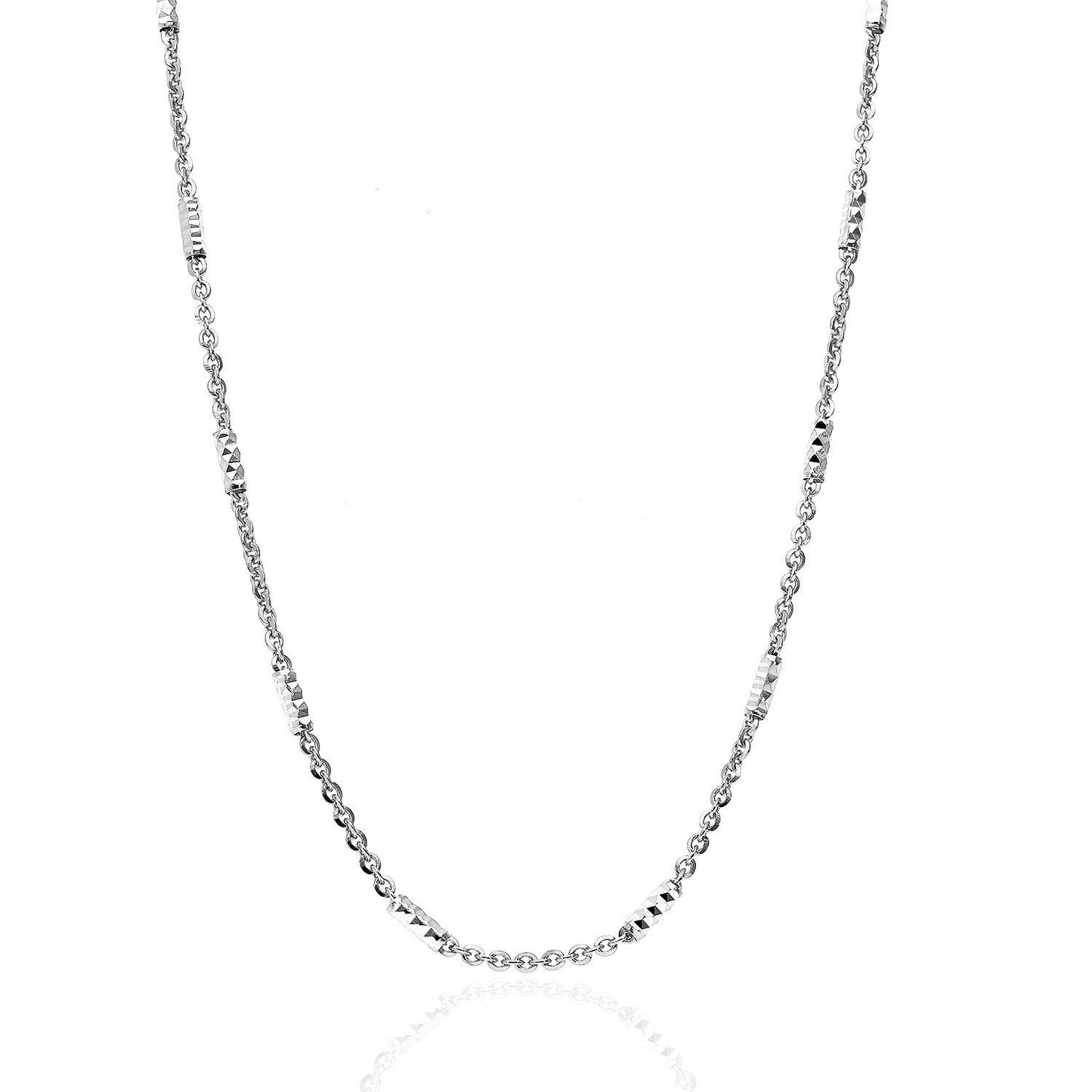14K Yellow White Gold 1.9mm Diamond-Cut Bar Station Cable Chain Necklace 16"-30"