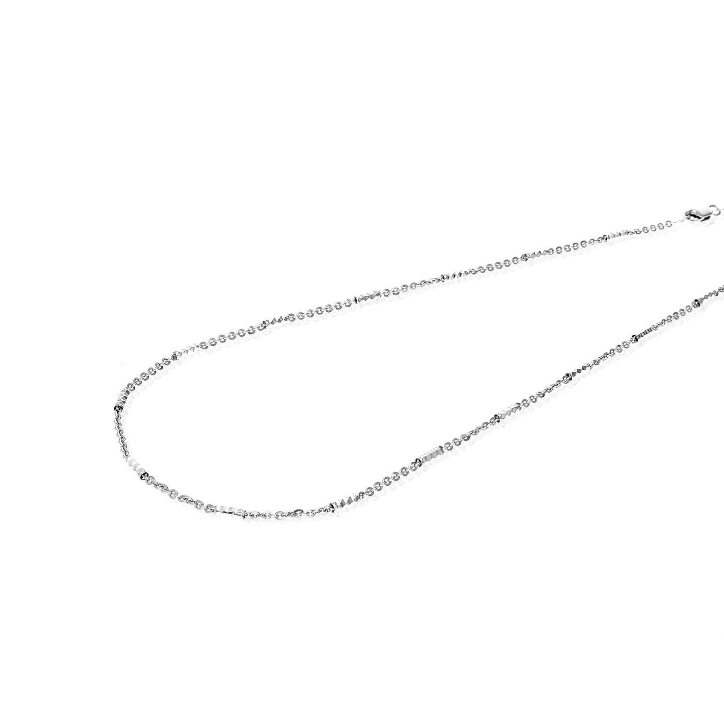14K Yellow White Gold 1.9mm Diamond-Cut Bar Station Cable Chain Necklace 16"-30"