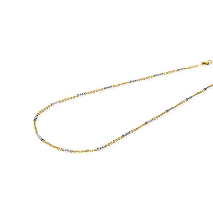 14K Yellow White Gold 1.9mm Diamond-Cut Bar Station Cable Chain Necklace 16"-30"