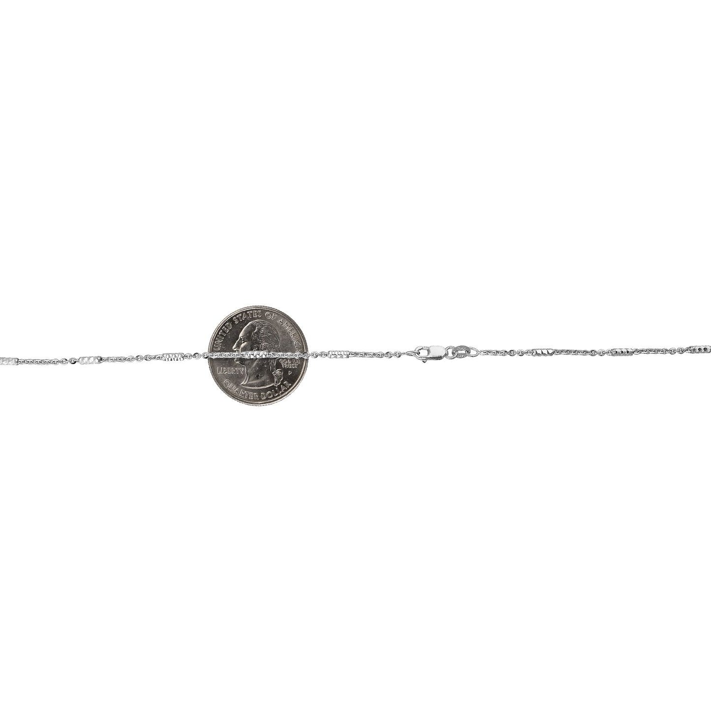 14K Yellow White Gold 1.9mm Diamond-Cut Bar Station Cable Chain Necklace 16"-30"