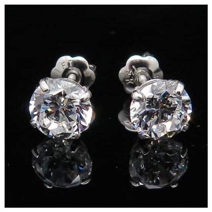 1.50Ct CZ 14K White Gold Round Cut Screw Back Stud Earrings 5mm