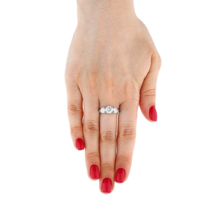 2.5Ct WJD CZ 14K Gold White Three Stone Engagement Ring