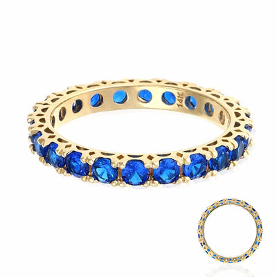 14K Gold Yellow 1.6Ct Sapphire 3mm Full Eternity Ring Band