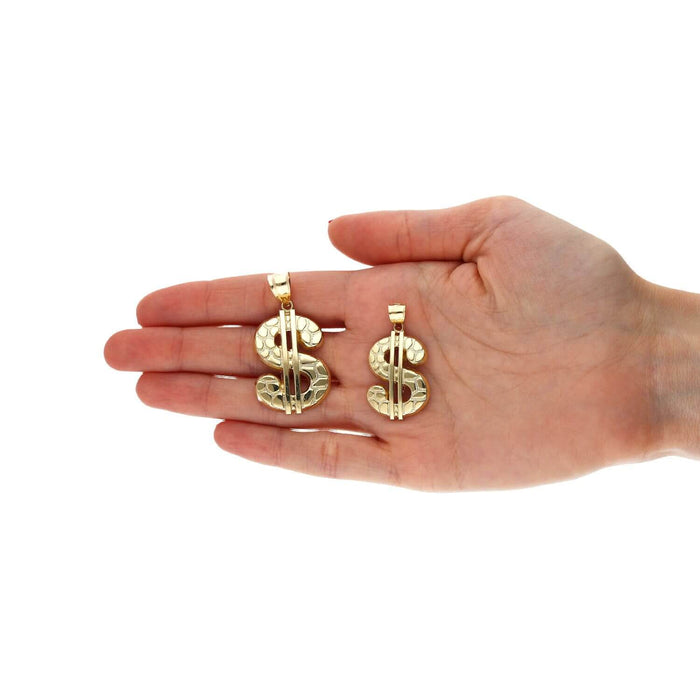 10K Yellow Gold Nugget Dollar Sign Pendant