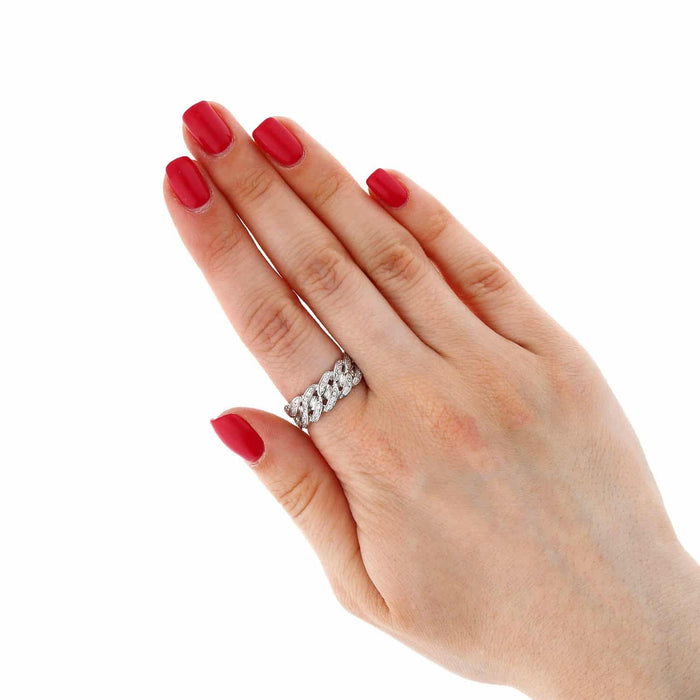 18K Gold Over Silver Yellow Rose White Pave CZ Miami Ring