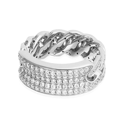 Gold Over 925 Silver All-Around 5 Row Pave CZ Miami Cuban Ring