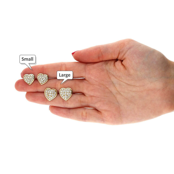 10K Yellow Gold Heart Shape Prong Set CZ Push-Back Stud Earrings