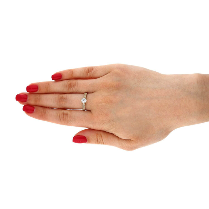 10K Yellow Gold CZ 2-Row Half Eternity Classic Engagement Ring