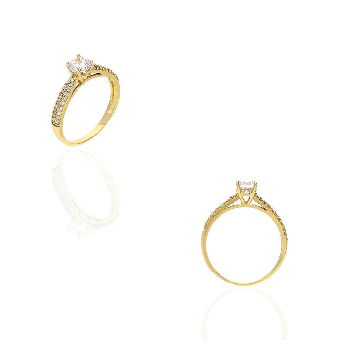 10K Yellow Gold CZ 2-Row Half Eternity Classic Engagement Ring