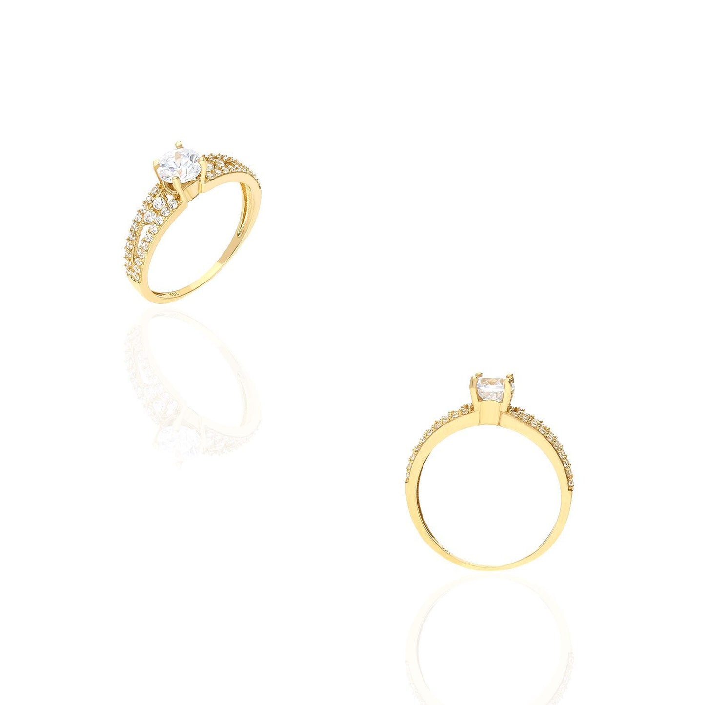 10K Yellow Gold 1Ct.T.W CZ Classic Engagement Ring Size 5-9