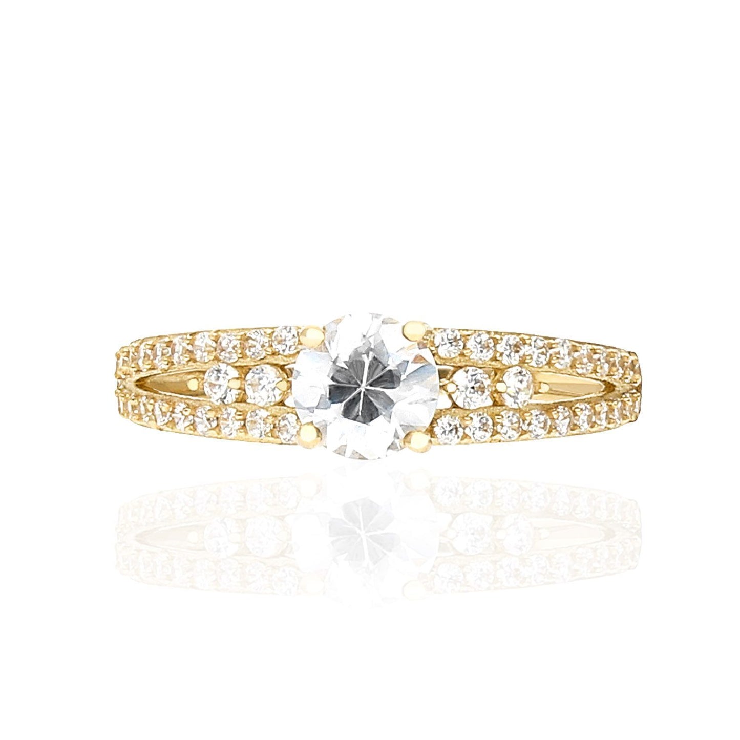 10K Yellow Gold 1Ct.T.W CZ Classic Engagement Ring Size 5-9