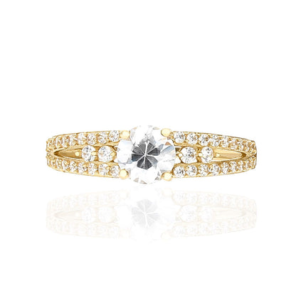 10K Yellow Gold 1Ct.T.W CZ Classic Engagement Ring Size 5-9
