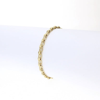 10K Yellow Gold Diamond Cut Ball Beads 5mm Wide Bismark  Bracelet 7.5"