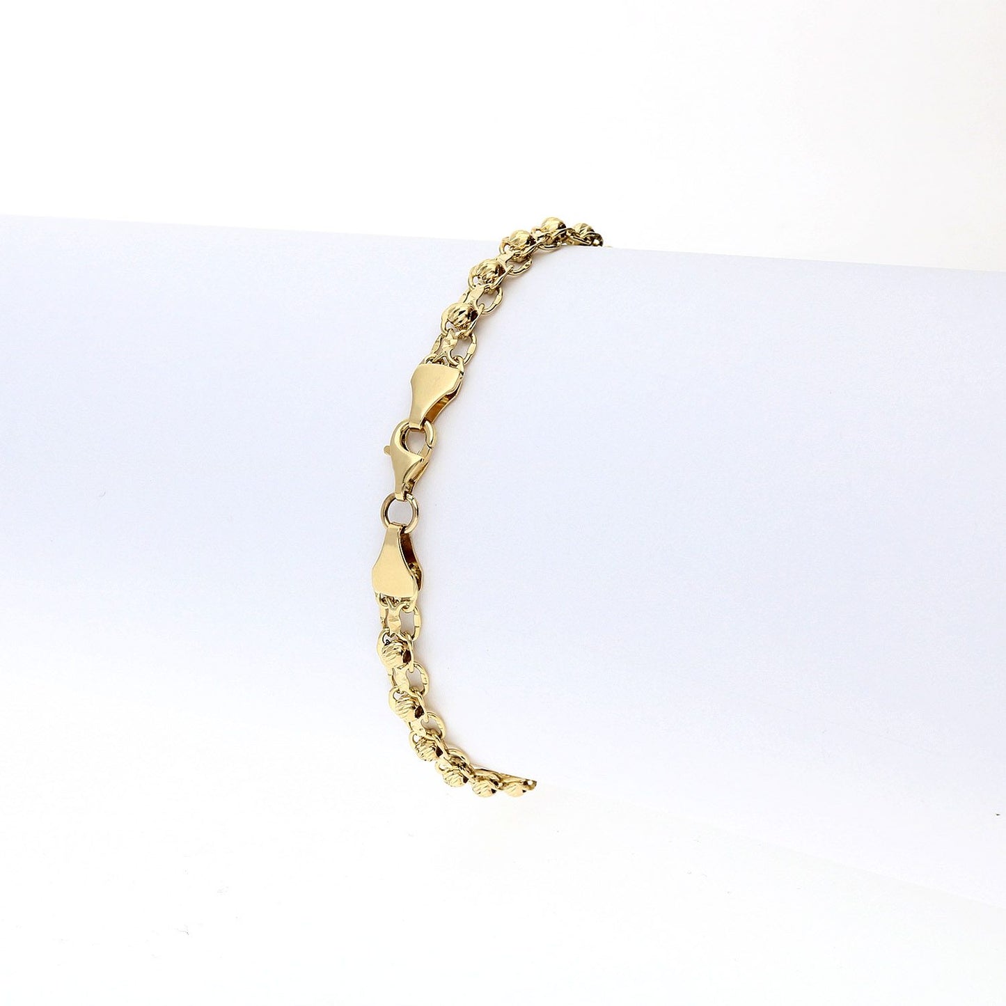 10K Yellow Gold Diamond Cut Ball Beads 5mm Wide Bismark  Bracelet 7.5"