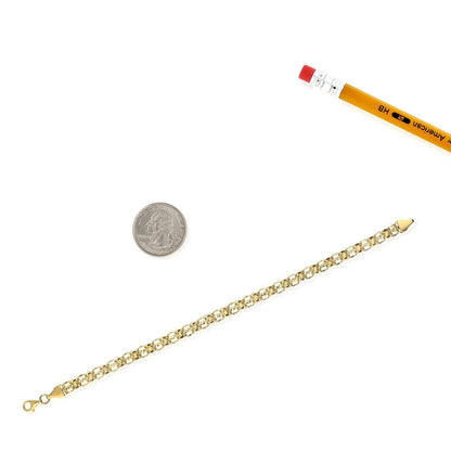 10K Yellow Gold Diamond Cut Ball Beads 5mm Wide Bismark  Bracelet 7.5"
