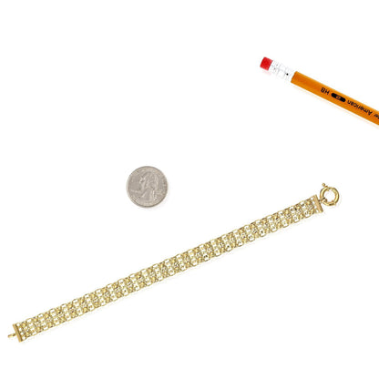 Two-Raw Diamond Cut Ball Beads 11.5mm Bismark  Bracelet 10K Yellow Gold 7.5"