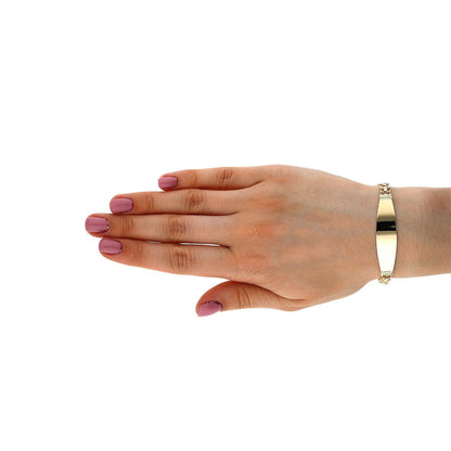 Solid 10K Gold Yellow Bismark- 6mm Personalized I.D Bar Bracelet 7.5 Inches