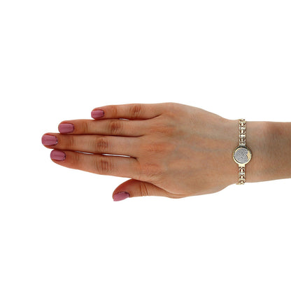 10K Gold Yellow CZ Central Heart Bismark Bracelet 7.5"