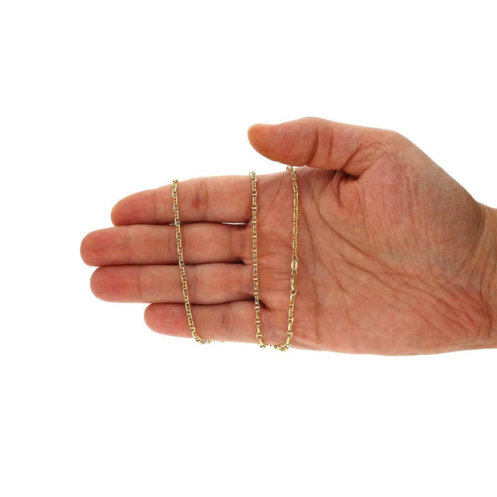 10K Yellow Gold 2.7mm Anchor Mariner Chain (Solid Links) 16"-24"