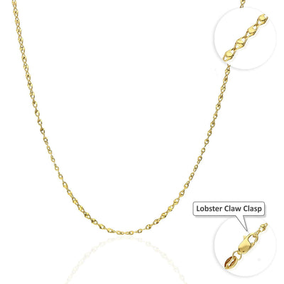 10K Yellow Gold 2mm Twisted Valentino Chain (Solid Links) 16"-24"